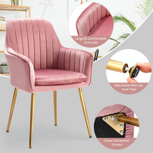 Load image into Gallery viewer, Gymax 4PCS Accent Leisure Chair Velvet Armchair Dining Chair Home Office Pink
