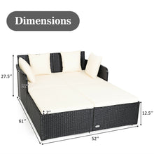 Load image into Gallery viewer, Gymax Rattan Patio Daybed Loveseat Sofa Yard Outdoor w/ Beige Cushions Pillows
