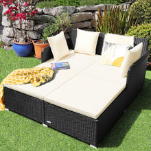 Load image into Gallery viewer, Gymax Rattan Patio Daybed Loveseat Sofa Yard Outdoor w/ Beige Cushions Pillows
