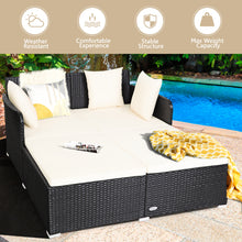 Load image into Gallery viewer, Gymax Rattan Patio Daybed Loveseat Sofa Yard Outdoor w/ Beige Cushions Pillows
