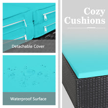 Load image into Gallery viewer, Gymax Rattan Patio Daybed Loveseat Sofa Yard Outdoor w/ Turquoise Cushions Pillows
