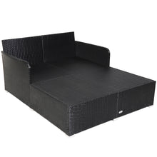 Load image into Gallery viewer, Gymax Rattan Patio Daybed Loveseat Sofa Yard Outdoor w/ Turquoise Cushions Pillows
