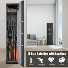 Load image into Gallery viewer, Gymax Biometric Fingerprint Rifle Safe Quick Access 5-Gun Cabinet w/ Lockbox
