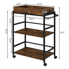 Load image into Gallery viewer, Gymax 3-Tier Rolling Bar Cart Kitchen Serving Cart w/ Removable Tray &amp; Handle
