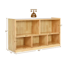 Load image into Gallery viewer, Gymax Kids 5-Cube Storage Cabinet 2-Shelf Wood Bookcase Organizer Natural
