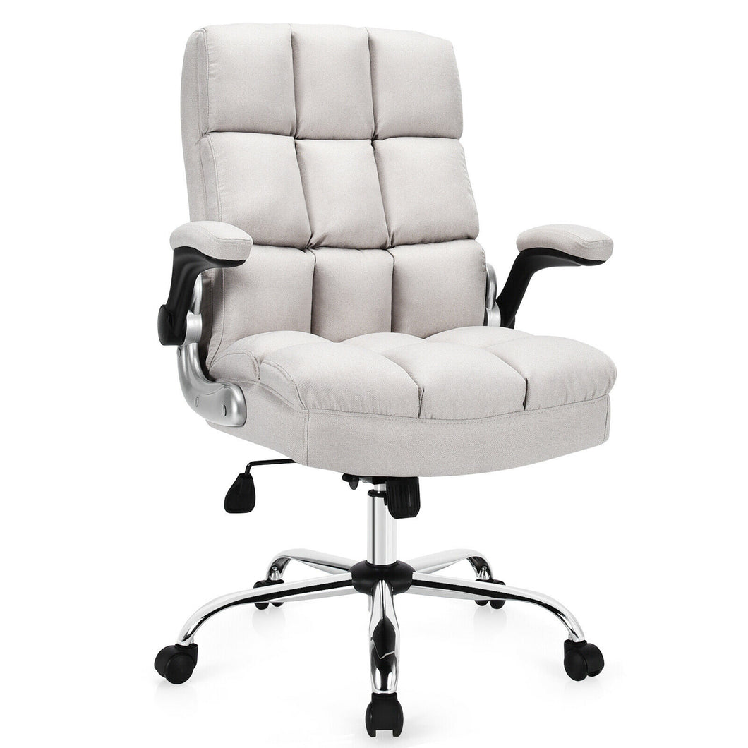 Gymax High Back Big & Tall Office Chair Adjustable Swivel w/Flip-up Arm