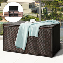 Load image into Gallery viewer, Gymax 88 Gallon Rattan Storage Box Outdoor Patio Container Seat w/ Door Mix Brown
