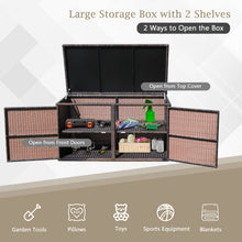 Load image into Gallery viewer, Gymax 88 Gallon Rattan Storage Box Outdoor Patio Container Seat w/ Door Mix Brown
