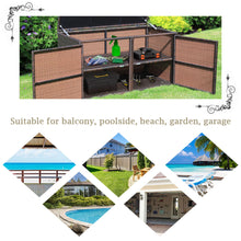 Load image into Gallery viewer, Gymax 88 Gallon Rattan Storage Box Outdoor Patio Container Seat w/ Door Mix Brown
