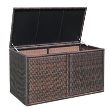 Load image into Gallery viewer, Gymax 88 Gallon Rattan Storage Box Outdoor Patio Container Seat w/ Door Mix Brown
