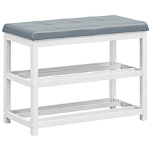Load image into Gallery viewer, Gymax 2-Tier Wooden Shoe Rack Bench w/Padded Seat for Entryway Bedroom
