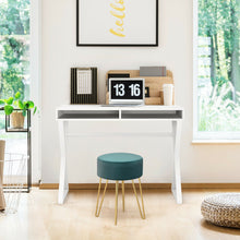 Load image into Gallery viewer, Gymax Vanity Table Set Writing Desk Makeup Table w/Round Velvet Ottoman Green
