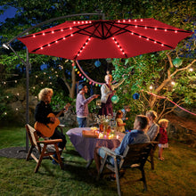 Load image into Gallery viewer, Gymax 10ft Solar Patio Umbrella Outdoor Offset Hanging Umbrella w/ 40 LED Lights
