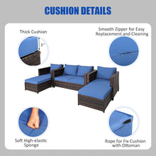 Load image into Gallery viewer, Gymax 5PCS Outdoor Patio Rattan Conversation Sofa Furniture Set w/ Navy Cushions
