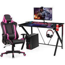 Load image into Gallery viewer, Gymax Gaming Desk&amp;Massage Gaming Chair Set w/Headphone Hook &amp; Game Storage
