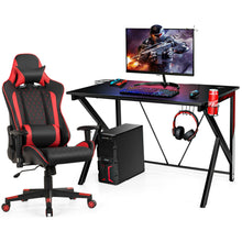 Load image into Gallery viewer, Gymax Gaming Desk&amp;Massage Gaming Chair Set w/Headphone Hook &amp; Game Storage
