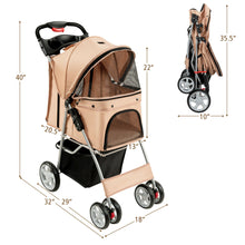 Load image into Gallery viewer, Gymax Foldable Pet Stroller 4-Wheel Cat Dog Travel Carrier w/ Storage Basket
