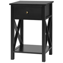Load image into Gallery viewer, Gymax Set of 2 Nightstand Sofa Side End Table X-Design w/ Shelf Drawer Black
