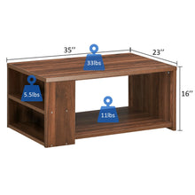 Load image into Gallery viewer, Gymax 2-Tier Coffee Table Sofa Side Table w/ 2 Shelves for Living Room Walnut
