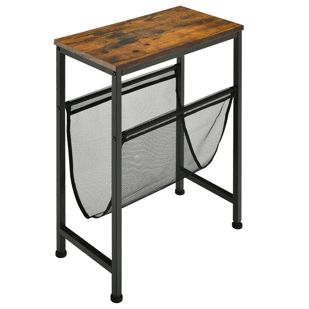 Gymax Narrow End Table Magazine Holder Sling Industrial Accent Console Table