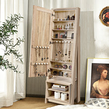 Load image into Gallery viewer, Gymax Jewelry Cabinet Large Full Length Armoire 2-in-1 Stand Mirror Organizer

