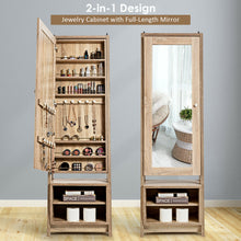 Load image into Gallery viewer, Gymax Jewelry Cabinet Large Full Length Armoire 2-in-1 Stand Mirror Organizer
