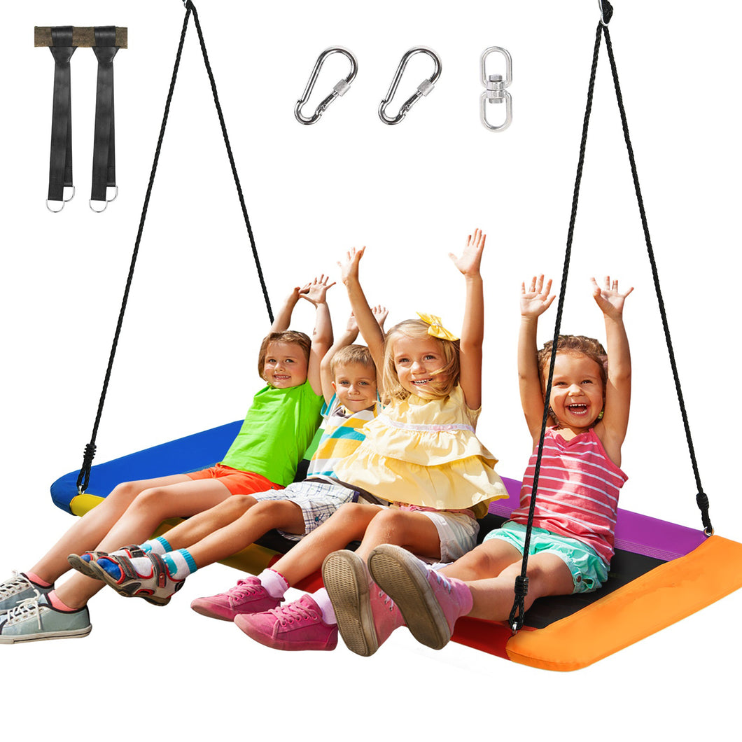 Gymax 60'' Kids Giant Tree Rectangle Swing 700 lbs w/ Adjustable Hanging Ropes