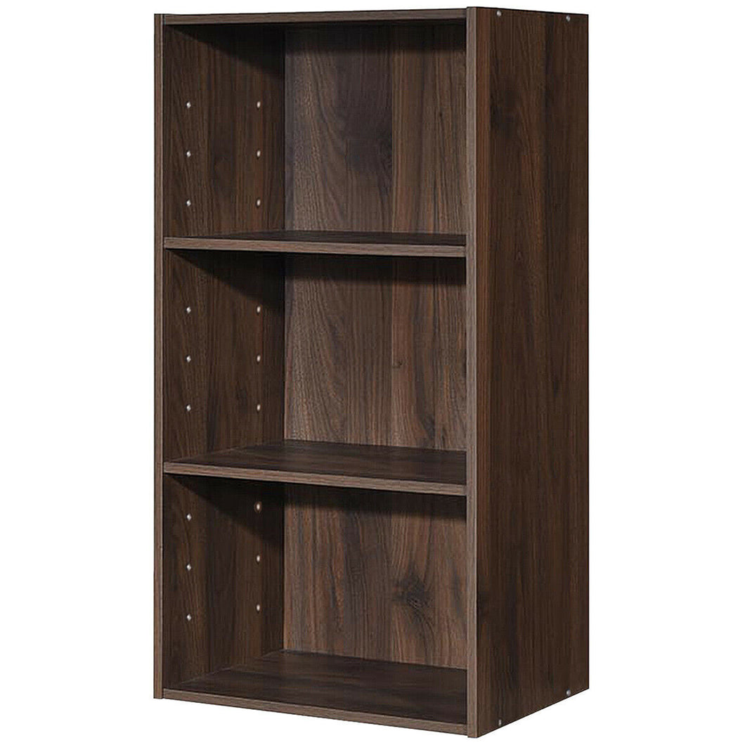 Gymax 3 Open Shelf Bookcase Modern Multi-functional Storage Display Cabinet Walnut