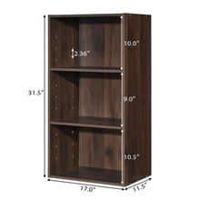 Load image into Gallery viewer, Gymax 2 PCS 3 Tier Open Shelf Bookcase Multi-functional Storage Display Cabinet Walnut

