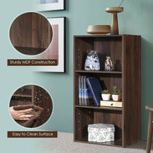 Load image into Gallery viewer, Gymax 2 PCS 3 Tier Open Shelf Bookcase Multi-functional Storage Display Cabinet Walnut
