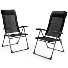Load image into Gallery viewer, Gymax 2PCS Patio Folding Dining Chairs Portable Camping Headrest Adjust Black
