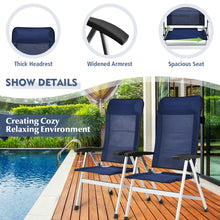Load image into Gallery viewer, Gymax 2PCS Patio Dining Chair Aluminum Camping Adjust Portable Headrest Navy
