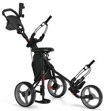 Load image into Gallery viewer, Gymax 3-Wheel Foldable Golf Push Pull Cart Trolley w/ Seat Adjustable Handle
