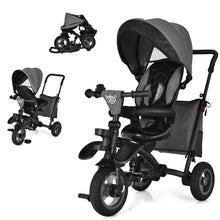 Load image into Gallery viewer, Gymax 7-In-1 Kids Baby Tricycle Folding Steer Stroller w/ Rotatable Seat
