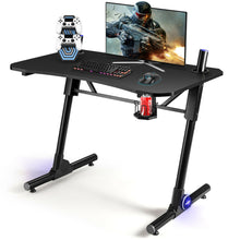 Load image into Gallery viewer, Gymax Gaming Computer Desk Height Adjustable w/ LED Light &amp; Gaming Handle Rack
