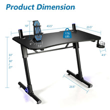 Load image into Gallery viewer, Gymax Gaming Computer Desk Height Adjustable w/ LED Light &amp; Gaming Handle Rack
