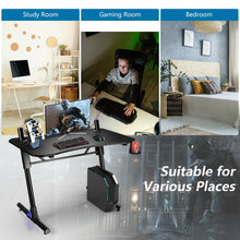 Load image into Gallery viewer, Gymax Gaming Computer Desk Height Adjustable w/ LED Light &amp; Gaming Handle Rack

