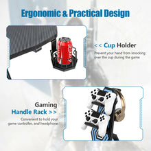 Load image into Gallery viewer, Gymax Gaming Computer Desk Height Adjustable w/ LED Light &amp; Gaming Handle Rack
