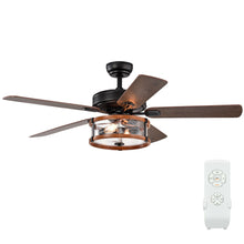 Load image into Gallery viewer, Gymax 52'' Retro Ceiling Fan Lamp w/Glass Shade Reversible Blade Remote Control
