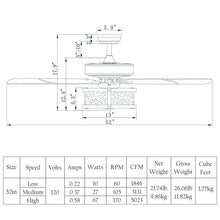 Load image into Gallery viewer, Gymax 52'' Retro Ceiling Fan Lamp w/Glass Shade Reversible Blade Remote Control
