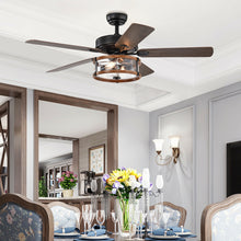 Load image into Gallery viewer, Gymax 52'' Retro Ceiling Fan Lamp w/Glass Shade Reversible Blade Remote Control
