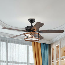 Load image into Gallery viewer, Gymax 52'' Retro Ceiling Fan Lamp w/Glass Shade Reversible Blade Remote Control
