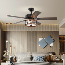 Load image into Gallery viewer, Gymax 52'' Retro Ceiling Fan Lamp w/Glass Shade Reversible Blade Remote Control
