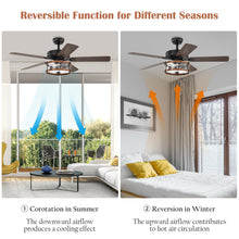 Load image into Gallery viewer, Gymax 52'' Retro Ceiling Fan Lamp w/Glass Shade Reversible Blade Remote Control
