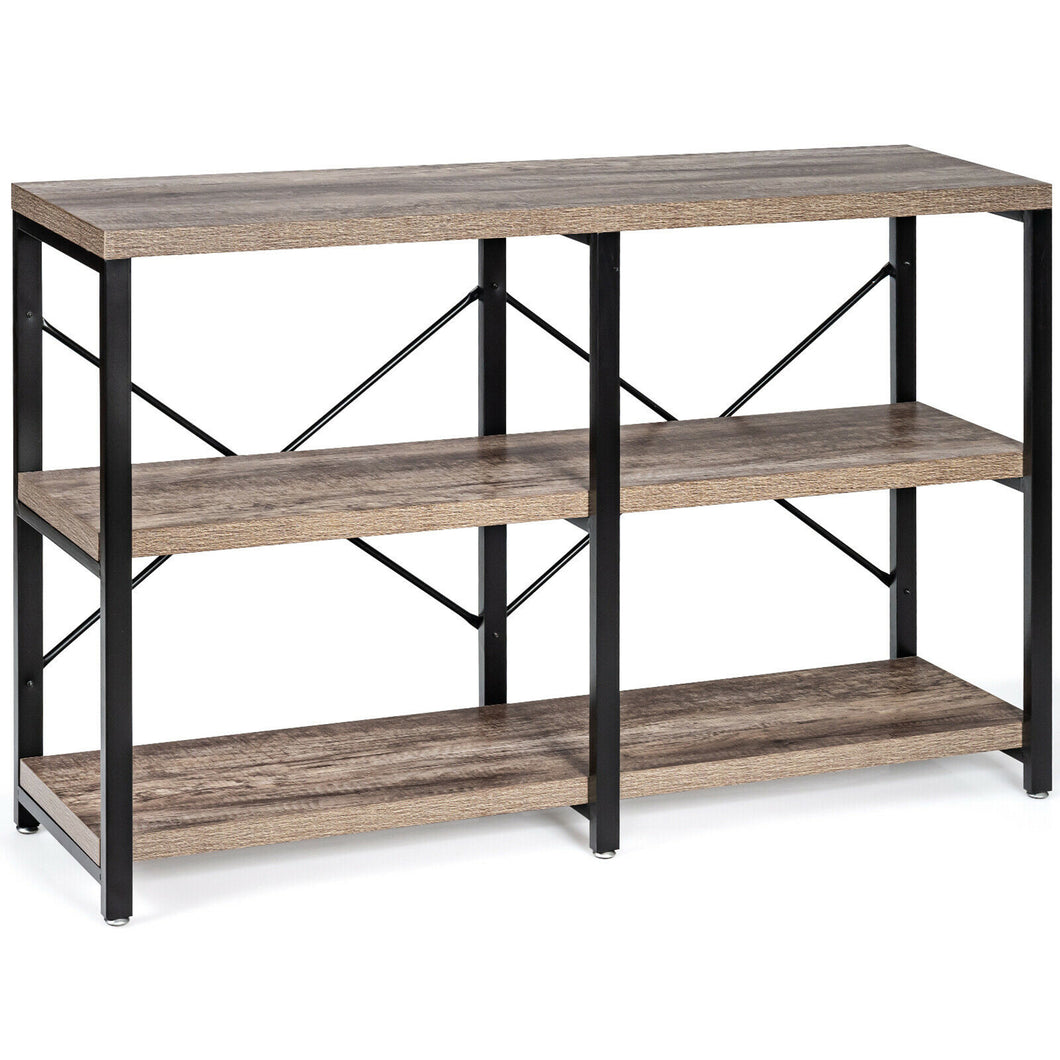 Gymax 47'' Console Table 3 Tier Industrial Sofa Table Metal Frame