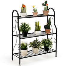 Load image into Gallery viewer, Gymax 3-Tier Metal Plant Stand Elegant Scrollwork Pattern Flower Display Shelf
