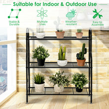 Load image into Gallery viewer, Gymax 3-Tier Metal Plant Stand Elegant Scrollwork Pattern Flower Display Shelf
