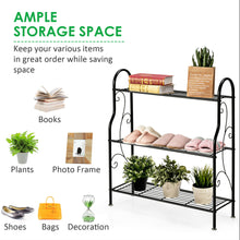 Load image into Gallery viewer, Gymax 3-Tier Metal Plant Stand Elegant Scrollwork Pattern Flower Display Shelf
