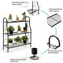 Load image into Gallery viewer, Gymax 3-Tier Metal Plant Stand Elegant Scrollwork Pattern Flower Display Shelf
