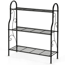 Load image into Gallery viewer, Gymax 3-Tier Metal Plant Stand Elegant Scrollwork Pattern Flower Display Shelf
